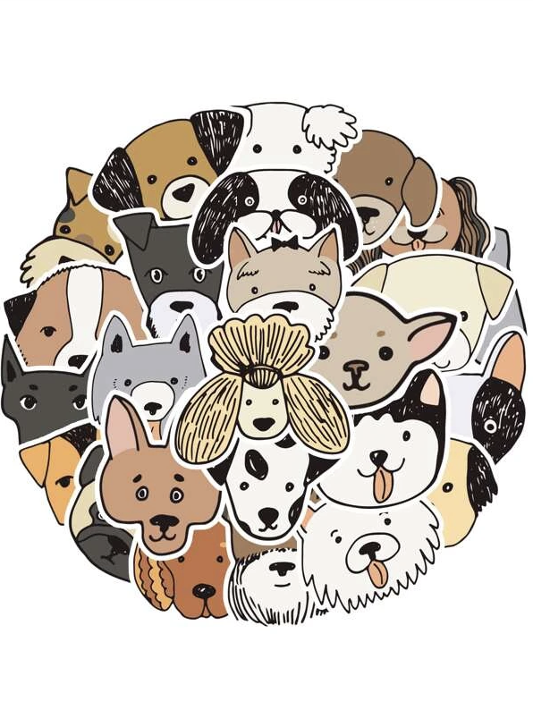 Cartoon Dog Stickers - 25 pieces