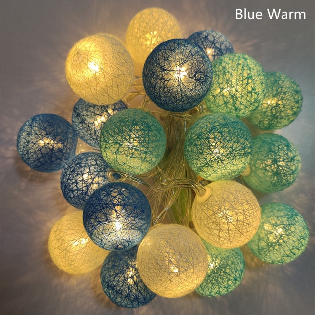 Cotton Ball Light String Garland
