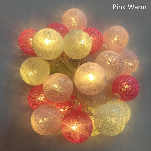 Cotton Ball Light String Garland