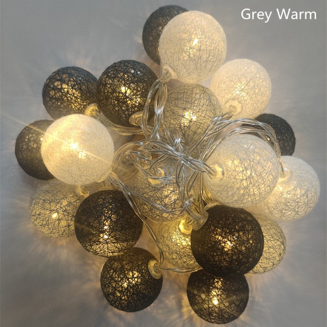 Cotton Ball Light String Garland