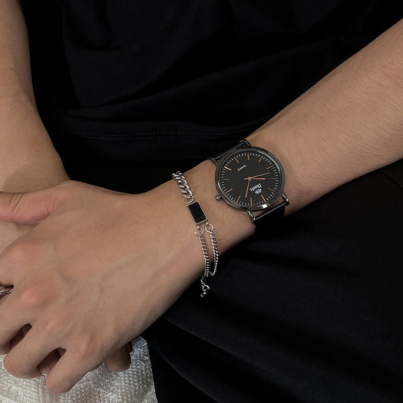 BLACK SQUARE CHAIN BRACELET